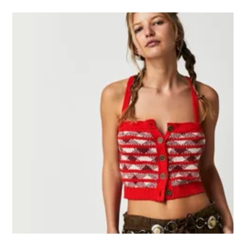 Free People | Boho Festival Academia Neighborhood Knit Crop Top